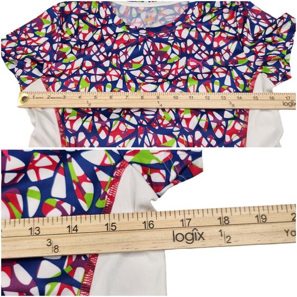 Puma Shirt Womens XS White Multicolor Fitted Workout Gym Yoga Slimming Stretchy - Picture 10 of 12